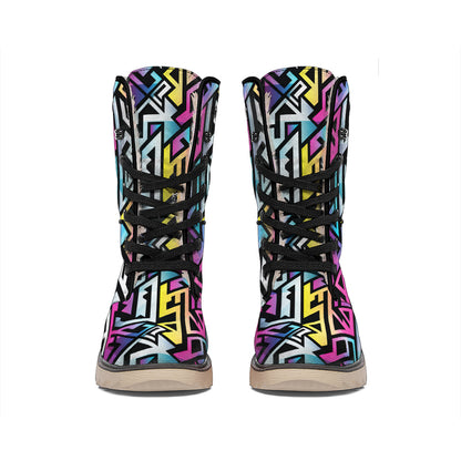 Colorful Geometric Tribal Pattern Print Winter Boots