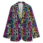 Colorful Geometric Tribal Pattern Print Women's Blazer