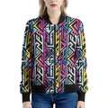 Colorful Geometric Tribal Pattern Print Women's Bomber Jacket