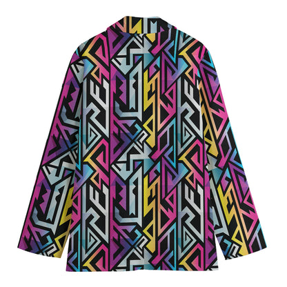 Colorful Geometric Tribal Pattern Print Women's Cotton Blazer
