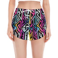 Colorful Geometric Tribal Pattern Print Women's Split Running Shorts