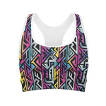 Colorful Geometric Tribal Pattern Print Women's Sports Bra
