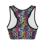 Colorful Geometric Tribal Pattern Print Women's Sports Bra