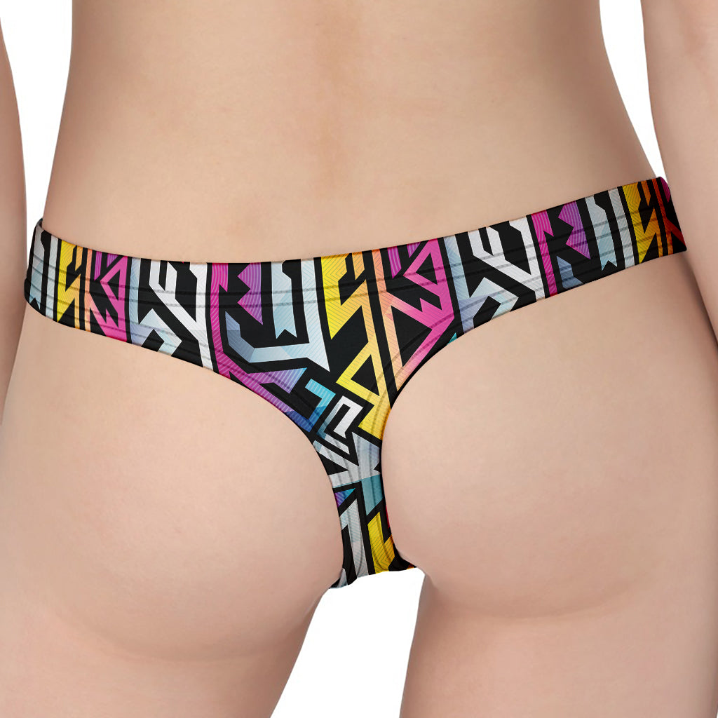 Colorful Geometric Tribal Pattern Print Women's Thong