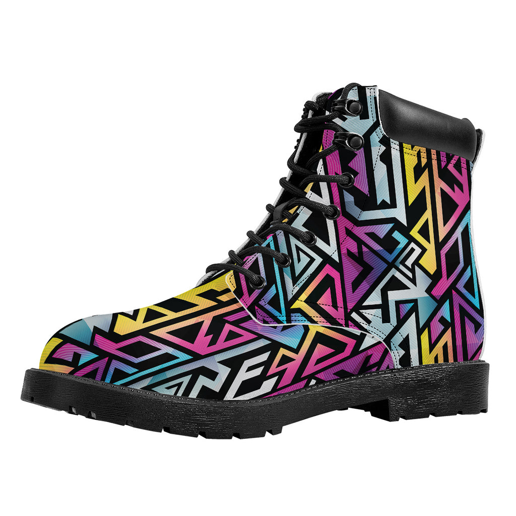 Colorful Geometric Tribal Pattern Print Work Boots