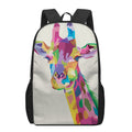 Colorful Giraffe Portrait Print 17 Inch Backpack