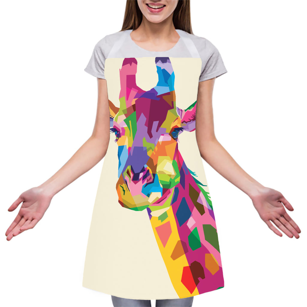Colorful Giraffe Portrait Print Adjustable Apron