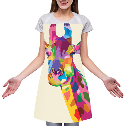 Colorful Giraffe Portrait Print Adjustable Apron