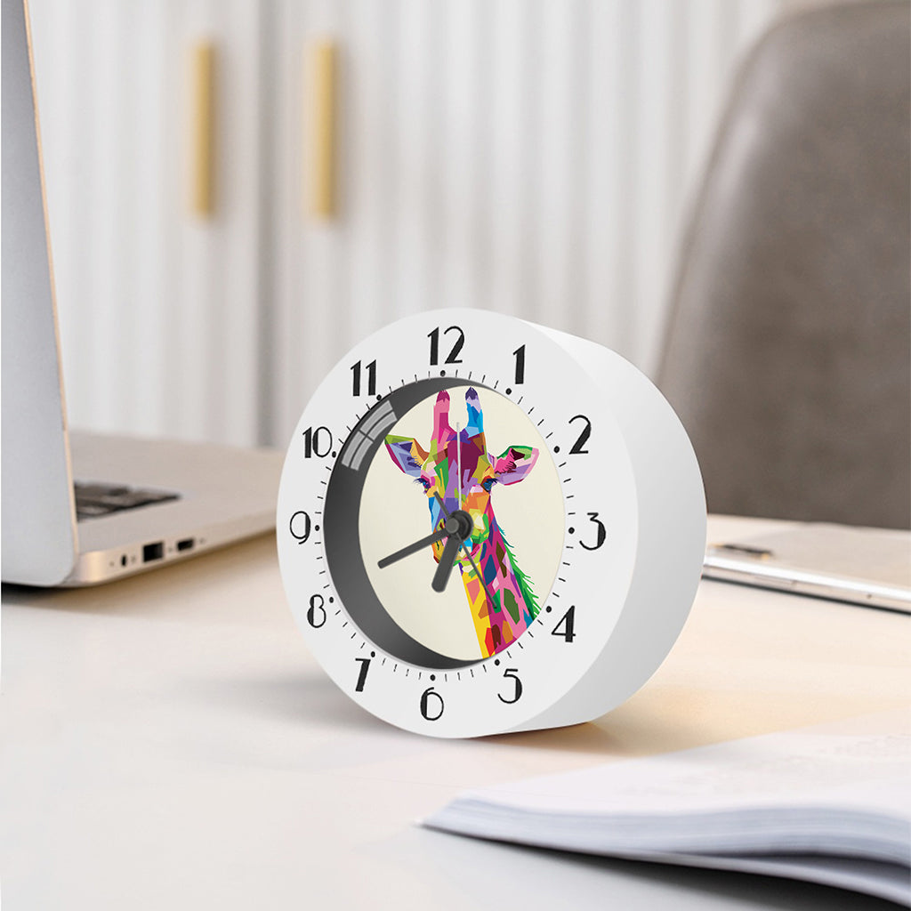Colorful Giraffe Portrait Print Alarm Clock