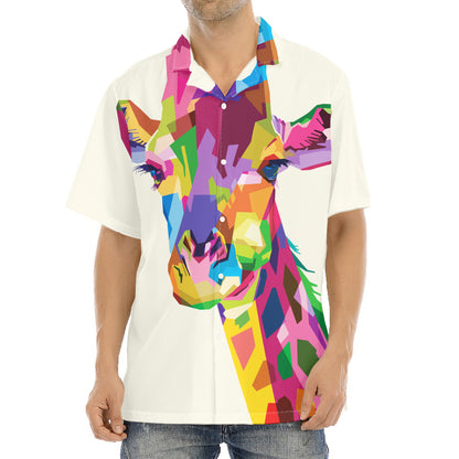 Colorful Giraffe Portrait Print Aloha Shirt