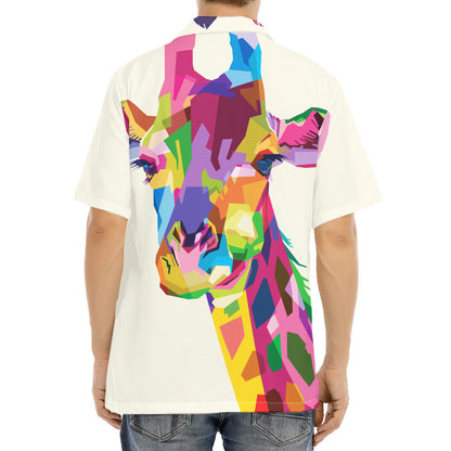 Colorful Giraffe Portrait Print Aloha Shirt