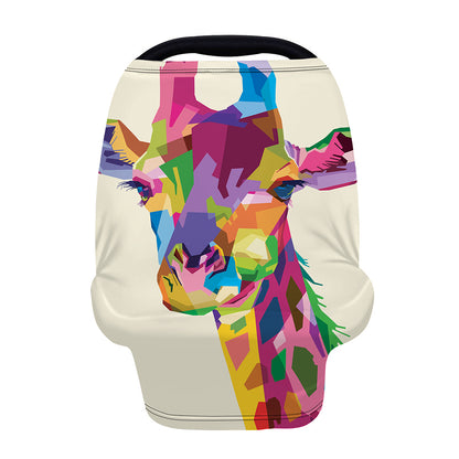 Colorful Giraffe Portrait Print Baby Seat Cover