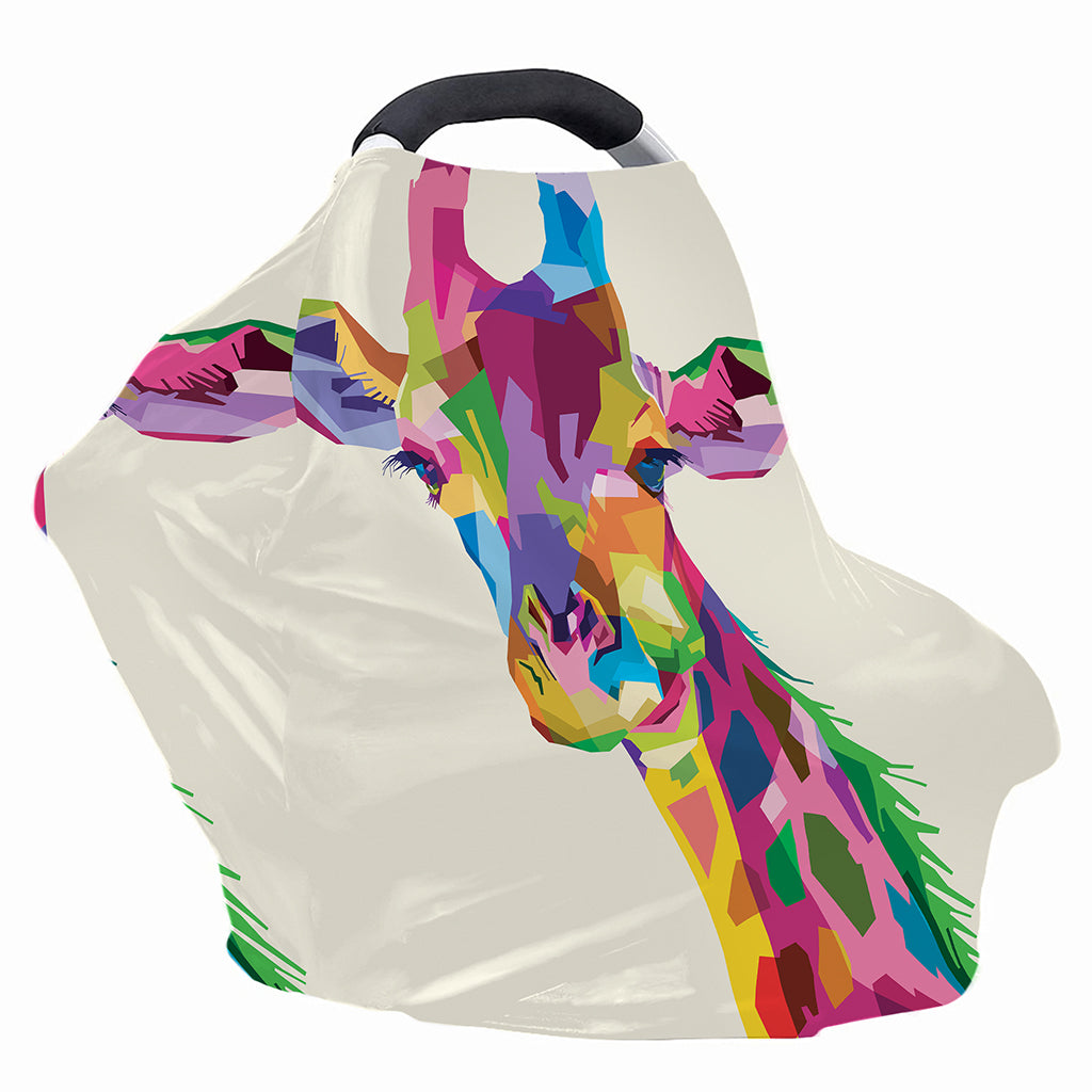 Colorful Giraffe Portrait Print Baby Seat Cover
