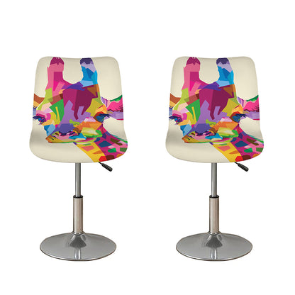 Colorful Giraffe Portrait Print Bar Stool Covers