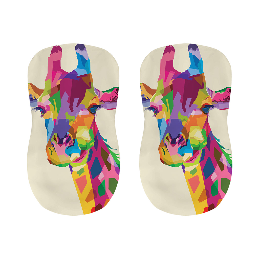 Colorful Giraffe Portrait Print Bar Stool Covers