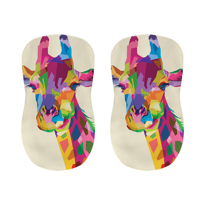 Colorful Giraffe Portrait Print Bar Stool Covers