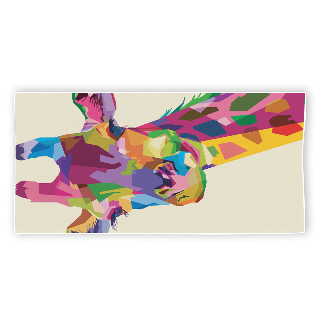 Colorful Giraffe Portrait Print Beach Towel
