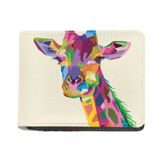 Colorful Giraffe Portrait Print Bifold Wallet