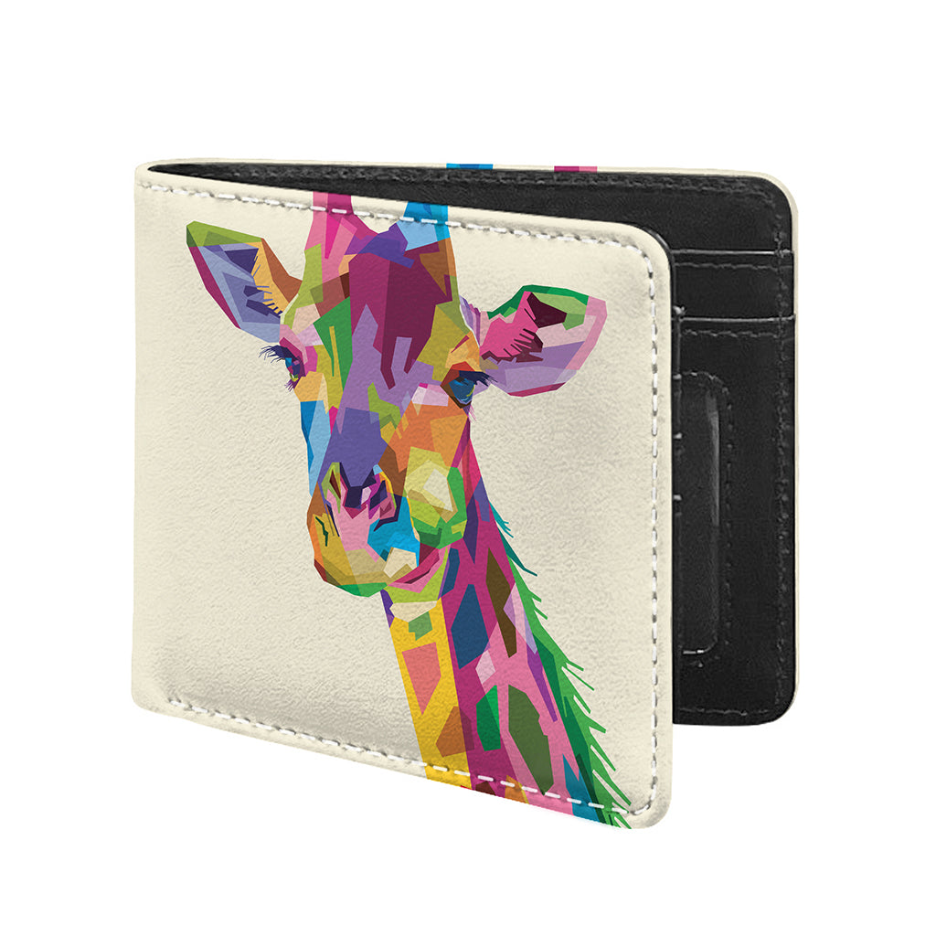 Colorful Giraffe Portrait Print Bifold Wallet
