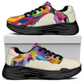 Colorful Giraffe Portrait Print Black Chunky Shoes
