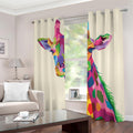 Colorful Giraffe Portrait Print Dimout Grommet Curtains