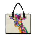 Colorful Giraffe Portrait Print Canvas Tote Bag