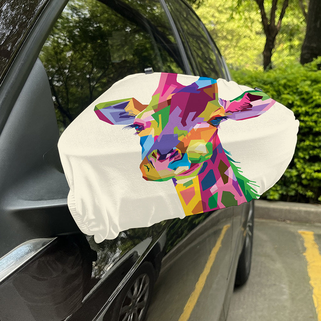 Colorful Giraffe Portrait Print Car Side Mirror Covers