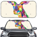 Colorful Giraffe Portrait Print Car Windshield Sun Shade