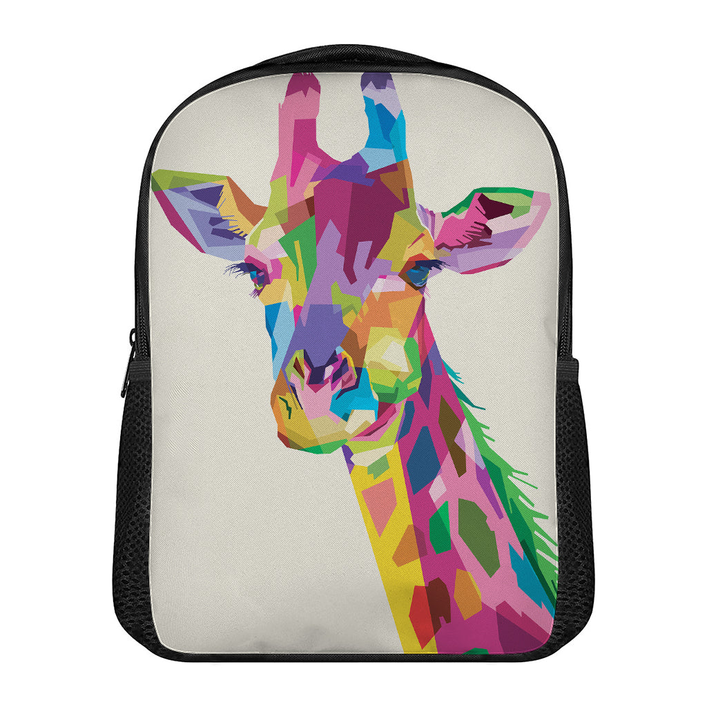 Colorful Giraffe Portrait Print Casual Backpack