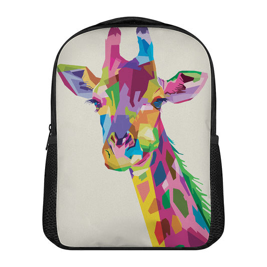 Colorful Giraffe Portrait Print Casual Backpack