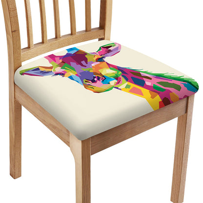Colorful Giraffe Portrait Print Chair Cushion Cover
