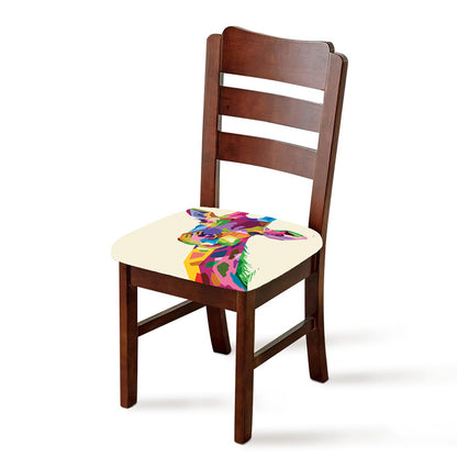 Colorful Giraffe Portrait Print Chair Cushion Cover