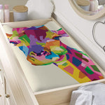 Colorful Giraffe Portrait Print Changing Pad Cover