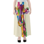 Colorful Giraffe Portrait Print Chiffon Maxi Skirt