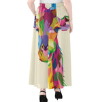 Colorful Giraffe Portrait Print Chiffon Maxi Skirt