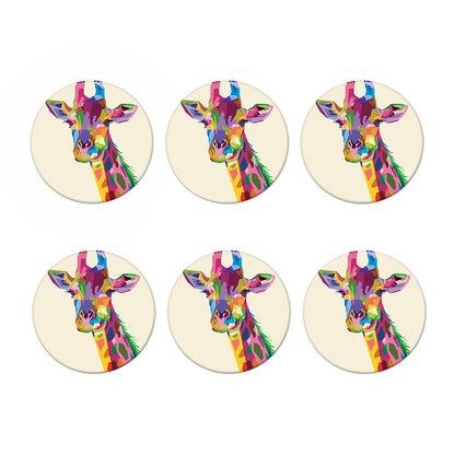Colorful Giraffe Portrait Print Coaster Set