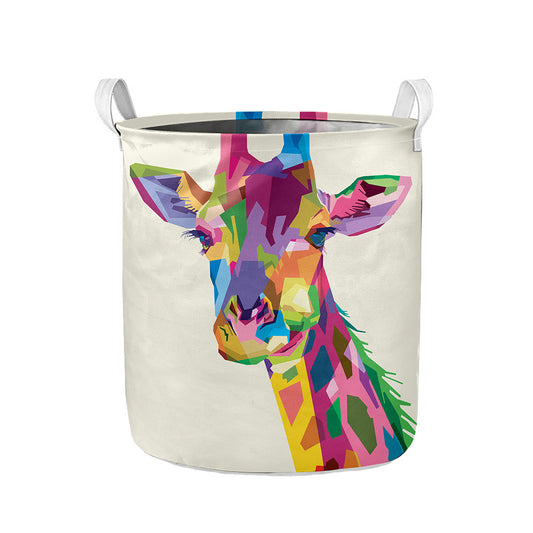 Colorful Giraffe Portrait Print Collapsible Laundry Basket