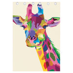 Colorful Giraffe Portrait Print Curtain