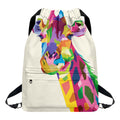 Colorful Giraffe Portrait Print Drawstring Backpack