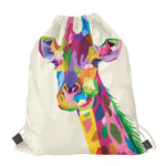 Colorful Giraffe Portrait Print Drawstring Bag