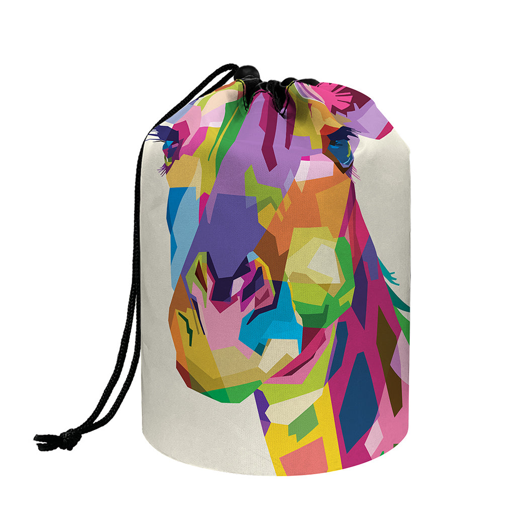 Colorful Giraffe Portrait Print Drawstring Makeup Bag