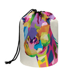 Colorful Giraffe Portrait Print Drawstring Makeup Bag
