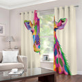 Colorful Giraffe Portrait Print Extra Wide Grommet Curtains