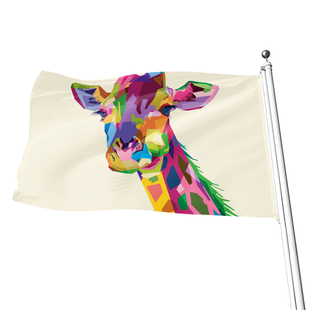 Colorful Giraffe Portrait Print Flag