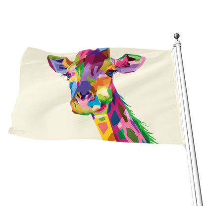 Colorful Giraffe Portrait Print Flag