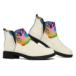 Colorful Giraffe Portrait Print Flat Ankle Boots