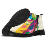 Colorful Giraffe Portrait Print Flat Ankle Boots