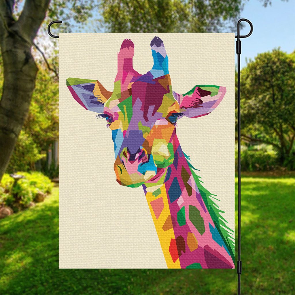 Colorful Giraffe Portrait Print Garden Flag