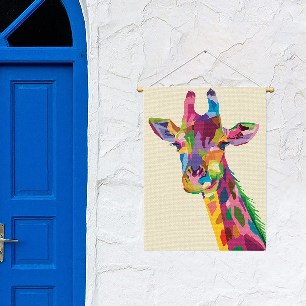 Colorful Giraffe Portrait Print Garden Flag