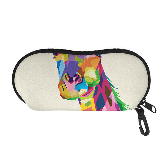 Colorful Giraffe Portrait Print Glasses Case